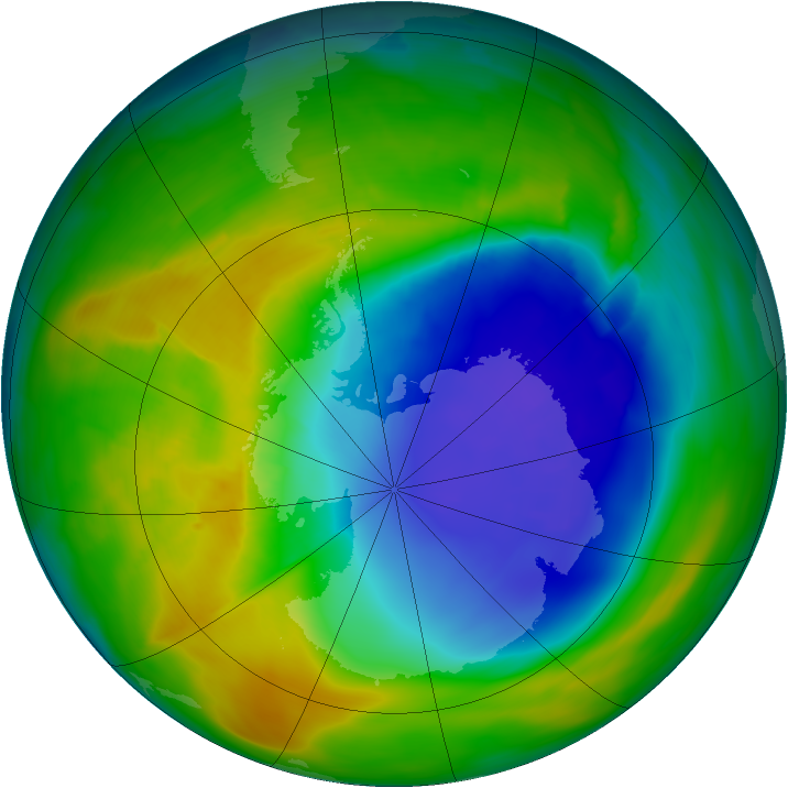 Antarctic ozone map for 26 October 2013